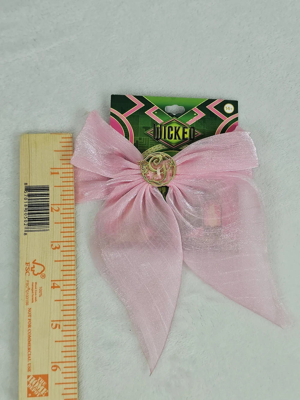 Wicked Glinda Logo Hair Bow Pink Iridescent Glitter Barrette